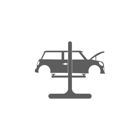Car on the lift wheel change icon. Elements of car repair icon. Premium quality graphic design. Signs, outline symbols collection icon for websites, web design, mobile app on white background.のイラスト素材