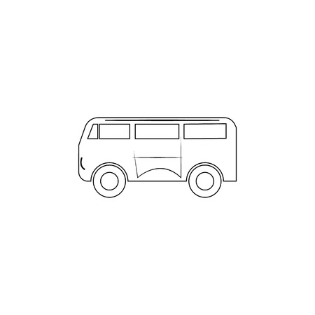 Minibus line icon on white background illustration.のイラスト素材