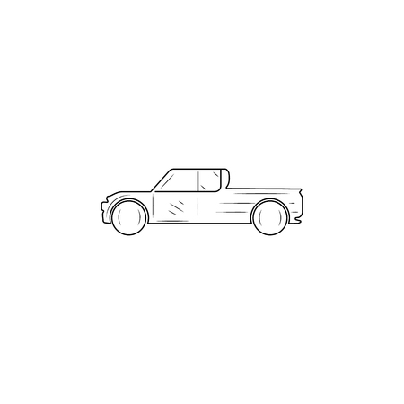 Pickup truck line icon on white background illustration.のイラスト素材