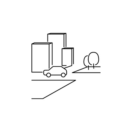 City scape line icon. Element for mobile concept and web apps. Thin line vector icon for website design and development, app development. Premium icon on white background.のイラスト素材