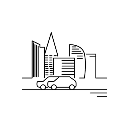 City scape line icon. Element for mobile concept and web apps. Thin line vector icon for website design and development, app development. Premium icon on white backgroundのイラスト素材