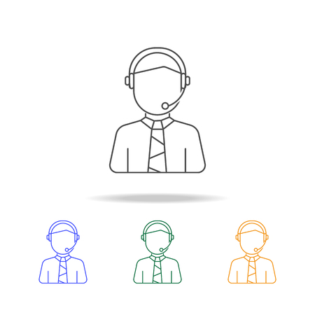 Call centre man avatar multicoloured icons. Element of profession avatar of for mobile concept and web apps. Thin line  icon for website design and development, app development on white backgroundのイラスト素材