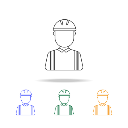 Construction worker avatar multicoloured icons. Element of profession avatar of for mobile concept and web apps. Thin line icon for website design and development, app development on white backgroundのイラスト素材