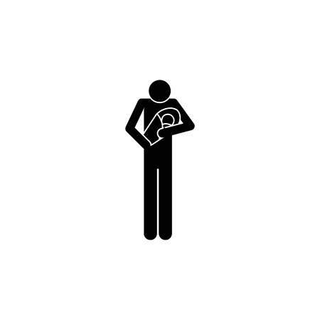 father with a baby icon. Element of a happy family icon. Premium quality graphic design icon. Signs and symbols collection icon for websites, web design, mobile app on white backgroundのイラスト素材