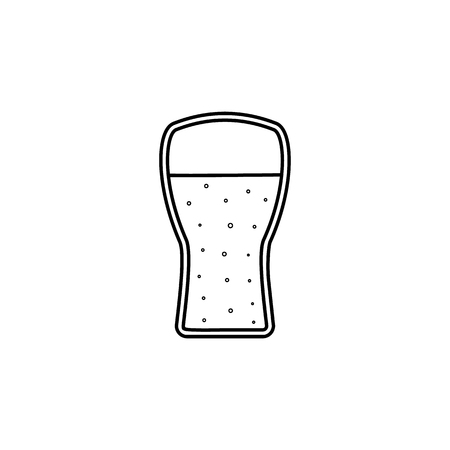 Beer glass line icon on white backgroundのイラスト素材