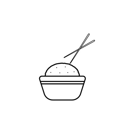 Simple bowl with boiled rice line icon on white backgroundのイラスト素材