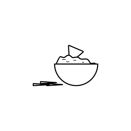 Simple tortilla chips with salsa icon on white backgroundのイラスト素材