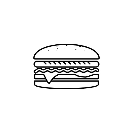 Big Burger in classic style icon on white backgroundのイラスト素材