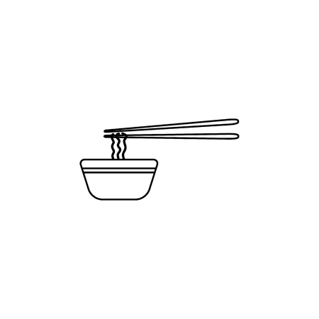 Simple noodles with chopsticks icon on white backgroundのイラスト素材