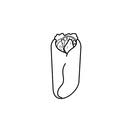 shaurma, burito and doner line icon on white backgroundのイラスト素材