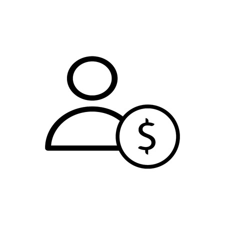 Man with dollar vector sketch icon on the white backgroundのイラスト素材