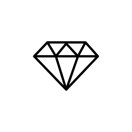Diamond line icon, outline vector sign, linear style pictogram isolated on white. Gemstone symbol illustration. Editable stroke. Pixel perfectのイラスト素材