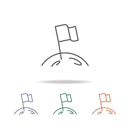 Moon flag icon. Element of a space multi colored icon for mobile concept and web apps. Thin line icon for website design and development, app development. Premium icon on white backgroundのイラスト素材