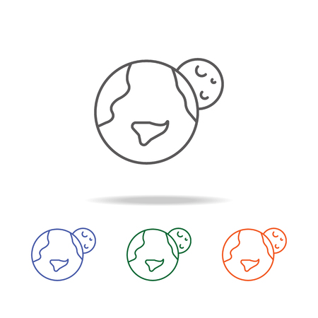 Earth and Moon icon. Element of a space multi colored icon for mobile concept and web apps. Thin line icon for website design and development, app development. Premium icon on white background.のイラスト素材