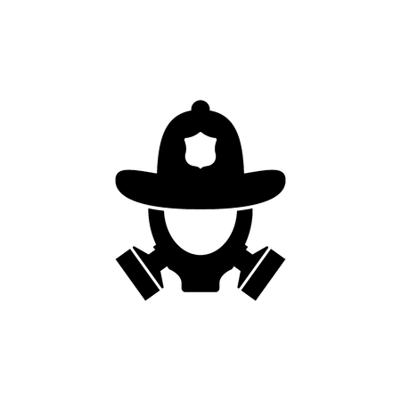 A fire helmet and gas mask icon.のイラスト素材