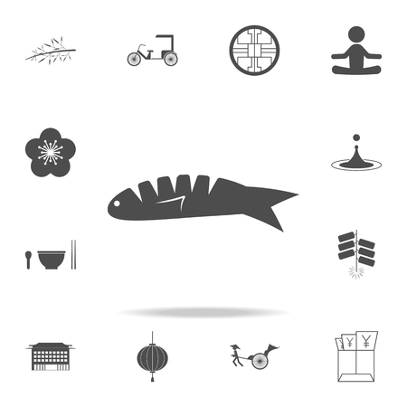 A fish icon. Set of Chinese culture icons. Web Icons Premium quality graphic design. Signs and symbols collection, simple icons for websites, web design, mobile app on white backgroundのイラスト素材