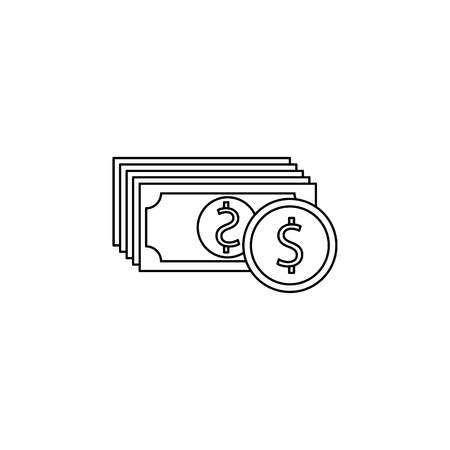 banknotes and coins icon. Element of banking icon for mobile concept and web apps. Thin line  icon for website design and development, app development. Premium icon on white backgroundのイラスト素材