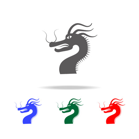 The Dragon icon. Elements of Chinese culture multi colored icons. Premium quality graphic design icon. Simple icon for websites, web design, mobile app, info graphics on white backgroundのイラスト素材