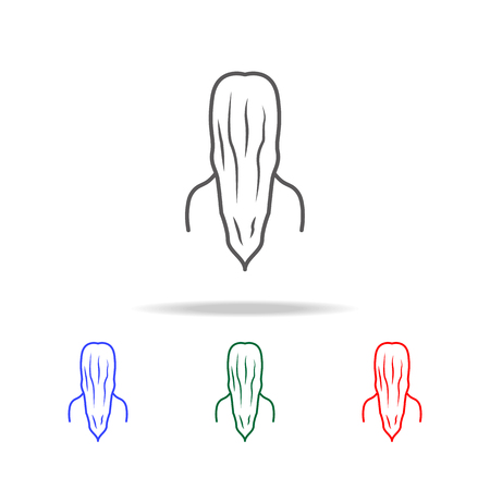 Lady with a long hair icon. Elements of human body part multi colored icons. Premium quality graphic design icon. Simple icon for websites, web design, mobile app, info graphics on white backgroundのイラスト素材
