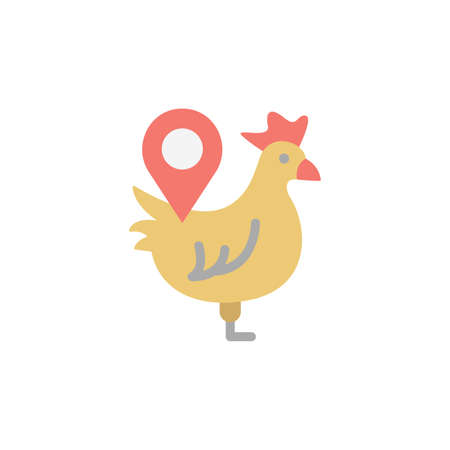 Hen, Gps, location icon. Simple color vector elements of automated farming icons for ui and ux, website or mobile applicationのイラスト素材