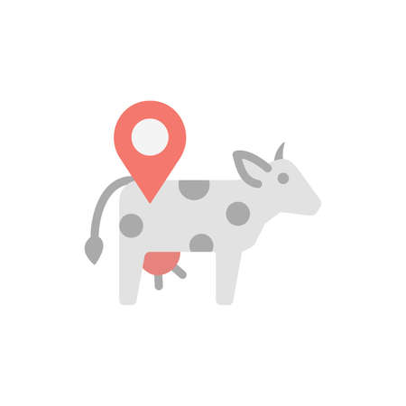 Cow, Gps, placeholder icon. Simple color vector elements of automated farming icons for ui and ux, website or mobile application on white backgroundのイラスト素材