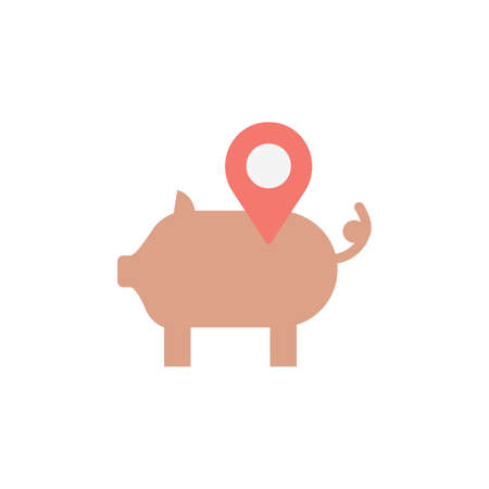 Pig, Gps, placeholder icon. Simple color vector elements of automated farming icons for ui and ux, website or mobile application on white backgroundのイラスト素材