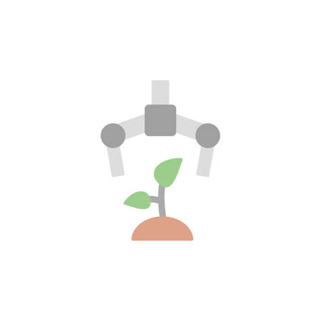 Robotic, plant icon. Simple color vector elements of automated farming icons for ui and ux, website or mobile application on white backgroundのイラスト素材