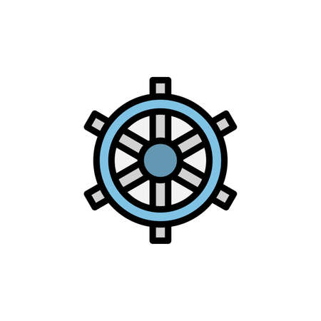 Ship steering wheel icon. Simple color with outline vector elements of vacation icons for ui and ux, website or mobile applicationのイラスト素材
