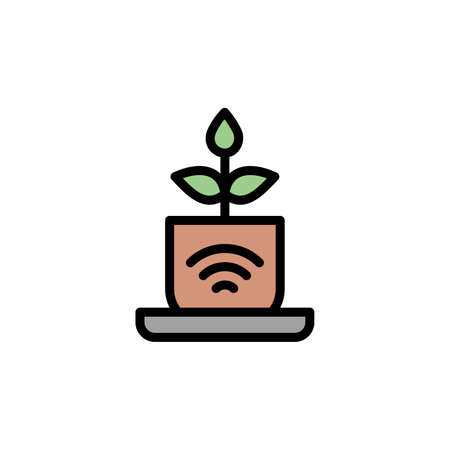 Smart pot, watering icon. Simple color with outline vector elements of automated farming icons for ui and ux, website or mobile applicationのイラスト素材