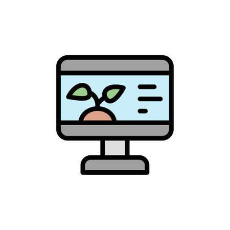 Desktop, information, plants icon. Simple color with outline vector elements of automated farming icons for ui and ux, website or mobile applicationのイラスト素材