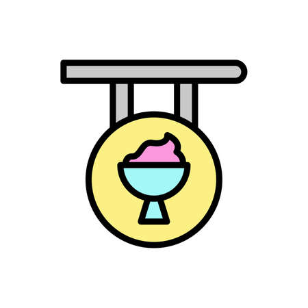 Ice cream, signboard icon. Simple color with outline vector elements of freeze sweet icons for ui and ux, website or mobile applicationのイラスト素材