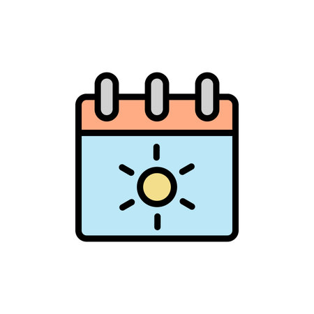 Calendar, sunny icon. Simple color with outline vector elements of vacation icons for ui and ux, website or mobile applicationのイラスト素材