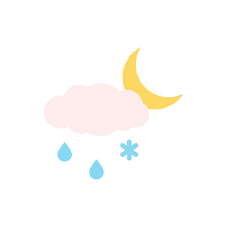 Cloud, rain, snow, moon icon. Simple color vector elements of forecast icons for ui and ux, website or mobile applicationのイラスト素材