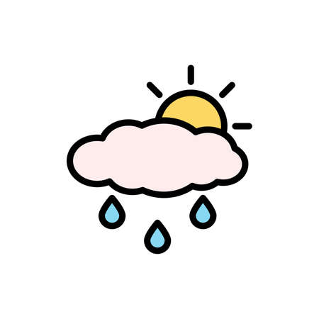 Cloud, rain, sun icon. Simple color with outline vector elements of forecast icons for ui and ux, website or mobile applicationのイラスト素材