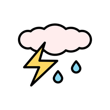 Cloud, rain, lightning icon. Simple color with outline vector elements of forecast icons for ui and ux, website or mobile applicationのイラスト素材