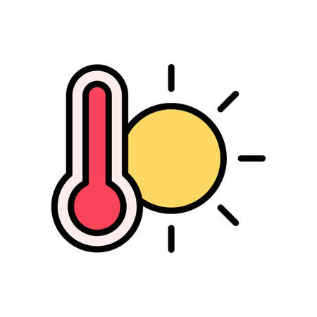 Sun, thermometer icon. Simple color with outline vector elements of forecast icons for ui and ux, website or mobile applicationのイラスト素材
