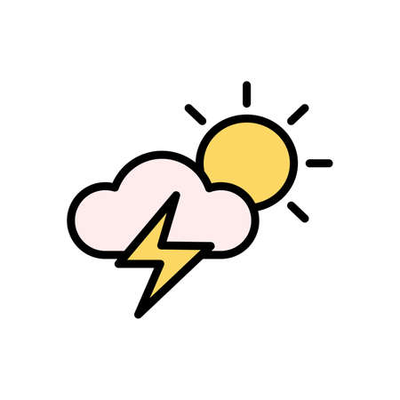 Cloud, sun, lightning icon. Simple color with outline vector elements of forecast icons for ui and ux, website or mobile applicationのイラスト素材
