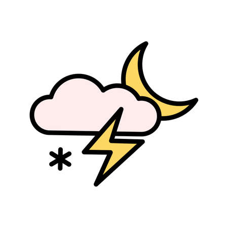 Cloud, moon, lightning, snow icon. Simple color with outline elements of forecast icons for ui and ux, website or mobile applicationのイラスト素材
