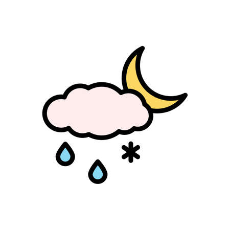 Cloud, rain, snow, moon icon. Simple color with outline elements of forecast icons for ui and ux, website or mobile applicationのイラスト素材