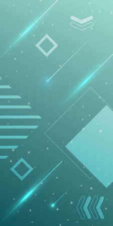 Modern abstract outline shapes with dots on light dark turquoise gradient backgroundのイラスト素材