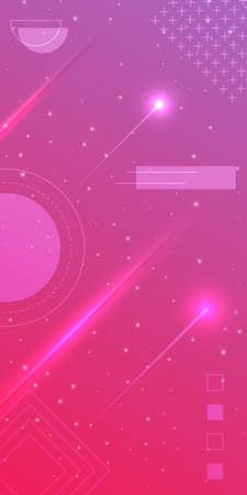 Modern abstract outline shapes with dots on light pink violet gradient backgroundのイラスト素材