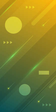 Modern abstract outline shapes with dots on light yellow greem gradient backgroundのイラスト素材