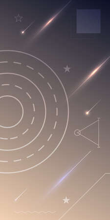 Modern abstract outline shapes with dots on light dark brown gradient backgroundのイラスト素材