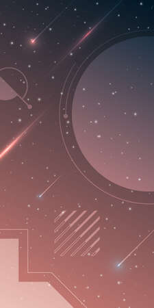 Modern abstract outline shapes with dots on light pink dark gradient backgroundのイラスト素材