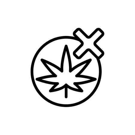 Marijuana ban prohibit icon. Simple line, outline vector elements of herbal drugs icons for ui and ux, website or mobile applicationのイラスト素材