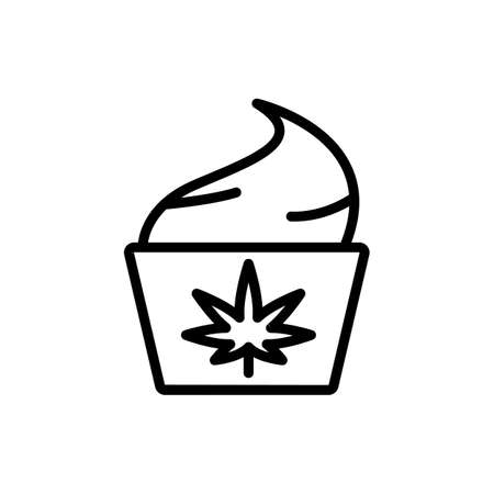 Marijuana cupcake icon. Simple line, outline vector elements of herbal drugs icons for ui and ux, website or mobile applicationのイラスト素材