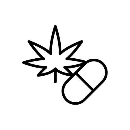 Marijuana pill icon. Simple line, outline vector elements of herbal drugs icons for ui and ux, website or mobile applicationのイラスト素材
