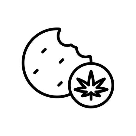 Marijuana cookie icon. Simple line, outline vector elements of herbal drugs icons for ui and ux, website or mobile applicationのイラスト素材