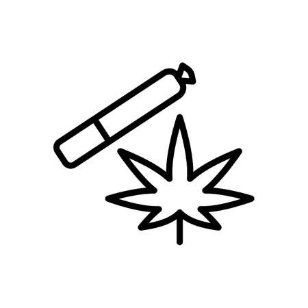 Marijuana cigarette icon. Simple line, outline vector elements of herbal drugs icons for ui and ux, website or mobile applicationのイラスト素材