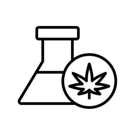 Marijuana flask icon. Simple line, outline vector elements of herbal drugs icons for ui and ux, website or mobile applicationのイラスト素材